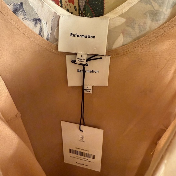 Reformation Evanthe Prosecco Blossom Silk Blend Ruffle Hem Maxi Dress 2 - Picture 7 of 9